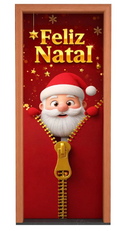 Capa de Porta de Natal Sublimada com Elástico: Transformação Instantânea e Sem Furos para a Entrada da Sua Casa (Veste Porta Padrão)