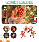 Kit Luxo 4 Bonecos de Pelúcia para Árvore de Natal: Papai Noel, Rena, Boneco de Neve e Ursinho (Decoração Artesanal e Carismática)
