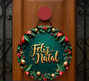 Guirlanda de Porta Natalina Clássica 25cm: Enfeite de Natal Compacto, Pronto para Pendurar (O Toque de Boas-Vindas Imediato)