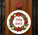 Guirlanda de Porta Natalina Clássica 25cm: Enfeite de Natal Compacto, Pronto para Pendurar (O Toque de Boas-Vindas Imediato)