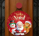 Guirlanda de Porta Natalina Clássica 25cm: Enfeite de Natal Compacto, Pronto para Pendurar (O Toque de Boas-Vindas Imediato)