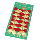 Kit Luxo 24 Laços de Natal Premium: Enfeite Pendente Dourado e Vermelho para Árvore e Guirlandas (Preenchimento Completo e Elegante)