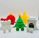 Kit Luxo Enfeites 3D em Acrílico/MDF: Estrela, Bola, Pinheiro e Presente (Decoração de Natal Moderna, Criativa e com Efeito de Profundidade)