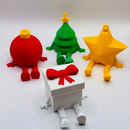 Kit Luxo Enfeites 3D em Acrílico/MDF: Estrela, Bola, Pinheiro e Presente (Decoração de Natal Moderna, Criativa e com Efeito de Profundidade)