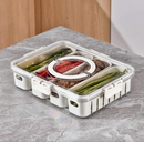 Caixa Organizadora Transparente Empilhável com Divisórias: Solução Multiuso para Geladeira e Despensa (O Fim da Bagunça de Itens Soltos)