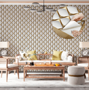 Papel de Parede 3D Losango Dourado (5m x 45cm): O Segredo da Geometria de Luxo para Renovar sua Sala ou Quarto Sem Sujeira e Sem Gastar com Mão de Obra