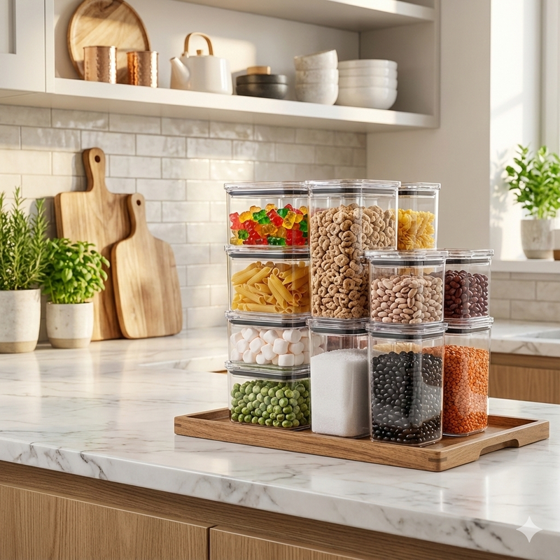 Kit Mantimentos Hermético PRO: Organização Empilhável & Anti-Umidade