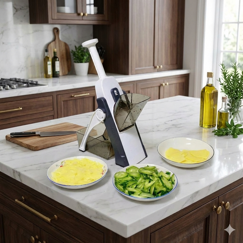 Fatiador Chopper Express Pro: O Cortador de 1 Segundo™ (Preparo Instantâneo com Reservatório)