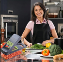 Fatiador de Cozinha Profissional Multifuncional Inox 16-em-1: Corte, Pique e Rale Legumes e Frutas em Segundos (O Fim do Caos na Bancada)