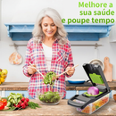 Fatiador de Cozinha Profissional Multifuncional Inox 16-em-1: Corte, Pique e Rale Legumes e Frutas em Segundos (O Fim do Caos na Bancada)
