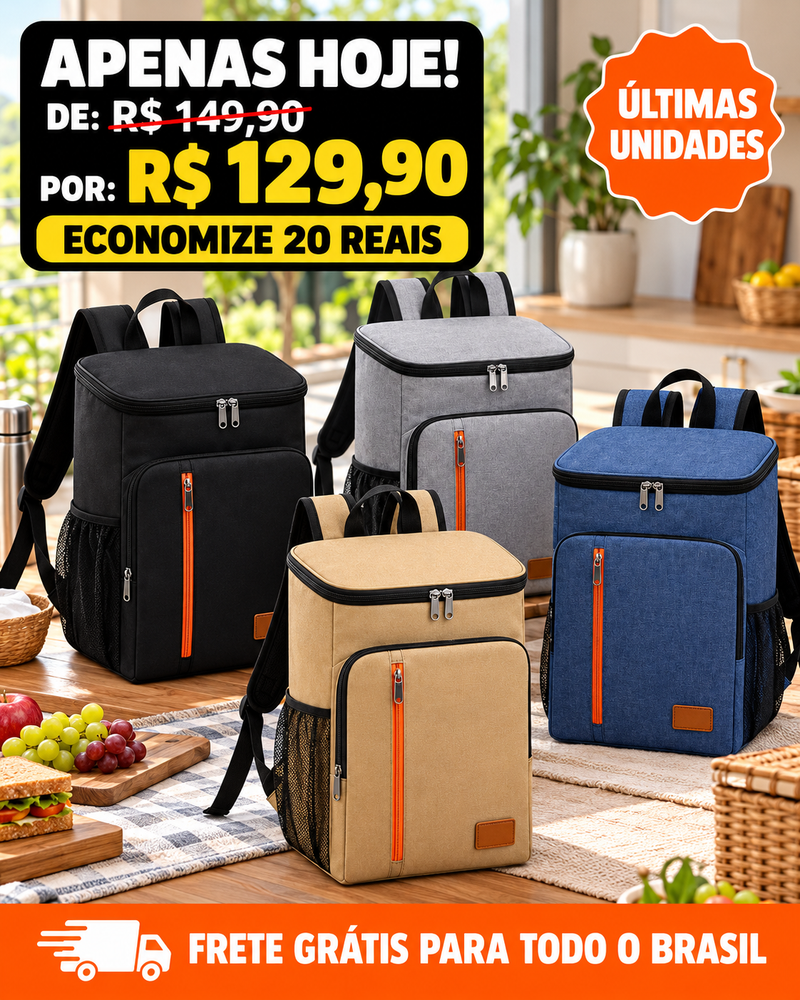 Mochila Térmica Premium 20L – Grande e Reforçada
