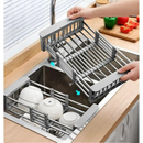 Escorredor de Prato Louça Retrátil Inox Organizador de pia Expansível com regulador Para Cozinha