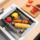 Escorredor de Prato Louça Retrátil Inox Organizador de pia Expansível com regulador Para Cozinha