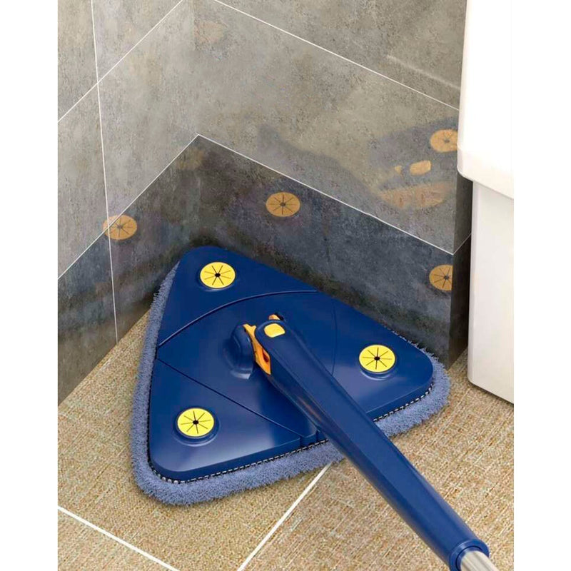 Mop Triangular Giratório 360° com 2 Refis (Haste 130cm): O Rodo Limpador que Alcança e Elimina a Sujeira de Cantos e Tetos com Precisão Cirúrgica