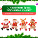 Kit Luxo 4 Bonecos de Pelúcia para Árvore de Natal: Papai Noel, Rena, Boneco de Neve e Ursinho (Decoração Artesanal e Carismática)