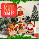 Kit Luxo 4 Bonecos de Pelúcia para Árvore de Natal: Papai Noel, Rena, Boneco de Neve e Ursinho (Decoração Artesanal e Carismática)