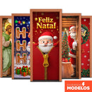 Capa de Porta de Natal Sublimada com Elástico: Transformação Instantânea e Sem Furos para a Entrada da Sua Casa (Veste Porta Padrão)
