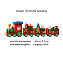 Trenzinho Locomotiva Retrô de Madeira: Enfeite de Natal Decorativo com Papai Noel (Peça Clássica e Durável)