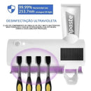 Kit Higiene 3 em 1: Esterilizador UV para Escovas, Dispenser Automático de Pasta e Suporte de Parede (A Revolução Contra os Germes no Banheiro)