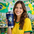 Copo Térmico Personalizado Inox 473ml Brasil | Mantém Gelado e Quente | Com Tampa e Abridor