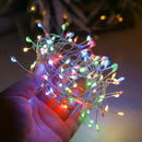 Luzes de Fogos de Artifício 10m/20m com 600 LEDs, Fio de Prata, Alimentada na Tomada com Controle Remoto, Decoração de Á