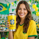 Copo Térmico Personalizado Inox 473ml Brasil | Mantém Gelado e Quente | Com Tampa e Abridor