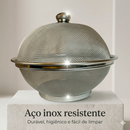 Fruteira Redonda com Tampa Anti Mosca em Aço Inox 25cm Moderna Elegante e Protetora para Cozinha