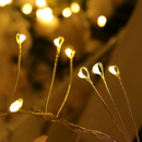 Luzes de Fogos de Artifício 10m/20m com 600 LEDs, Fio de Prata, Alimentada na Tomada com Controle Remoto, Decoração de Á