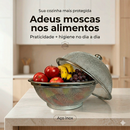 Fruteira Redonda com Tampa Anti Mosca em Aço Inox 25cm Moderna Elegante e Protetora para Cozinha