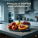 Fruteira Redonda com Tampa Anti Mosca em Aço Inox 25cm Moderna Elegante e Protetora para Cozinha