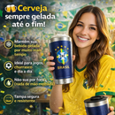 Copo Térmico Personalizado Inox 473ml Brasil | Mantém Gelado e Quente | Com Tampa e Abridor