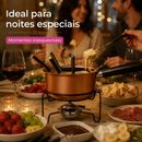 Aparelho de Fondue Em Cobre 11 Peças Completo Com Rechaud Queimador e 6 Garfos Chocolate Queijo Carne