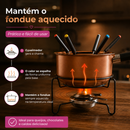 Aparelho de Fondue Em Cobre 11 Peças Completo Com Rechaud Queimador e 6 Garfos Chocolate Queijo Carne