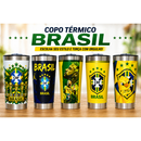 Copo Térmico Premium Brasil em Aço Inox com Tampa - Copa do Mundo