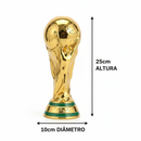 Taça Copa do Mundo Réplica Dourada Metalizada 25x10cm Decoração Festa Tema Futebol