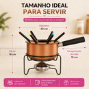 Aparelho de Fondue Em Cobre 11 Peças Completo Com Rechaud Queimador e 6 Garfos Chocolate Queijo Carne