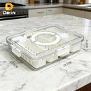 Caixa Organizadora Transparente Empilhável com Divisórias: Solução Multiuso para Geladeira e Despensa (O Fim da Bagunça de Itens Soltos)