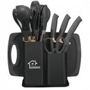 Kit Luxo 12 Peças de Utensílios de Cozinha: Silicone Premium (Livre de BPA) com Cabo de Madeira Ergonômico (A Solução Elegante Contra o Arranhão na Panela)