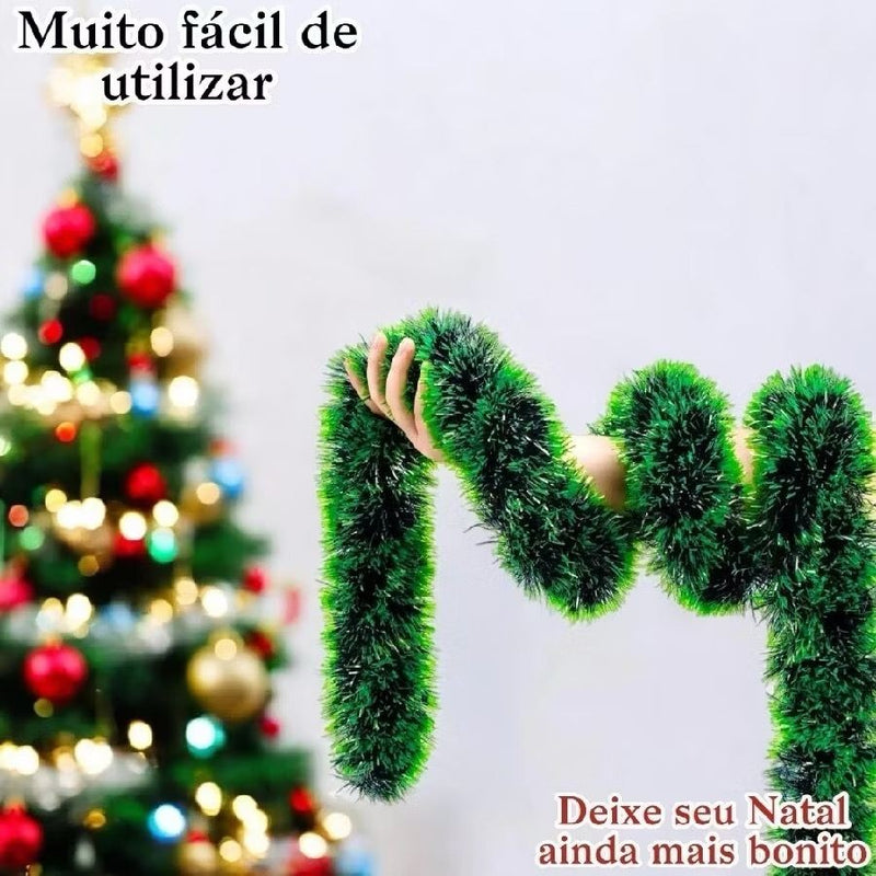 Kit Festão Luxo Verde Opaco 2 Metros (8cm): Volume Essencial para Árvore, Escadas e Lareiras (O Preenchimento que Transforma o Ambiente)