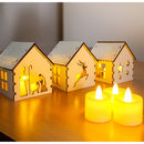 Trio de Casinhas de Natal em MDF com Luz LED: Cenário de Vila Natalina Nórdica Branca (Decoração Iluminada e Aconchegante)