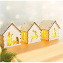Trio de Casinhas de Natal em MDF com Luz LED: Cenário de Vila Natalina Nórdica Branca (Decoração Iluminada e Aconchegante)