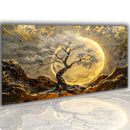 Quadro Decorativo Gigante 110x80cm Árvore e Lua: A Obra Abstrata que Comanda o Ambiente e Transforma sua Sala em um Refúgio de Luxo e Serenidade