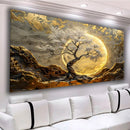 Quadro Decorativo Gigante 110x80cm Árvore e Lua: A Obra Abstrata que Comanda o Ambiente e Transforma sua Sala em um Refúgio de Luxo e Serenidade