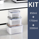 Kit 3 Potes Organizadores de Geladeira Gourmet Com Drenagem Smart
