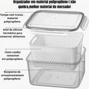 Kit 3 Potes Organizadores de Geladeira Gourmet Com Drenagem Smart
